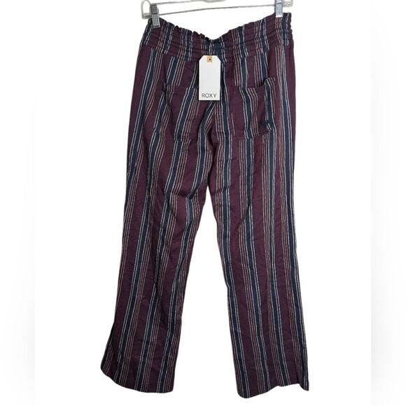 Roxy Oceanside Blue Red Multi Striped Cotton Lounge Pants Womens S - Picture 3 of 5
